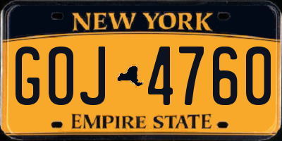 NY license plate GOJ4760