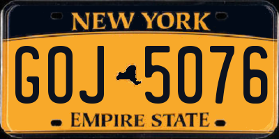 NY license plate GOJ5076