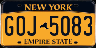 NY license plate GOJ5083