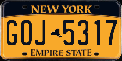 NY license plate GOJ5317
