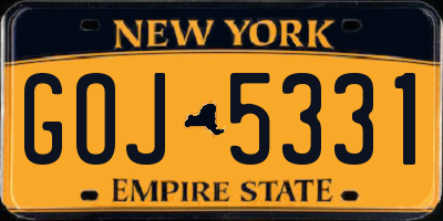 NY license plate GOJ5331