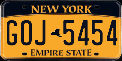 NY license plate GOJ5454