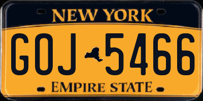 NY license plate GOJ5466