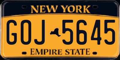 NY license plate GOJ5645