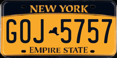 NY license plate GOJ5757