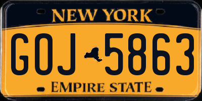NY license plate GOJ5863