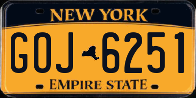 NY license plate GOJ6251
