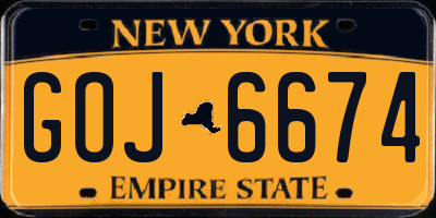 NY license plate GOJ6674