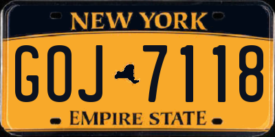 NY license plate GOJ7118