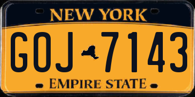 NY license plate GOJ7143