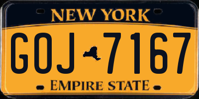 NY license plate GOJ7167