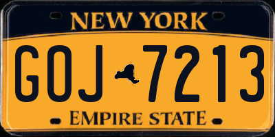 NY license plate GOJ7213