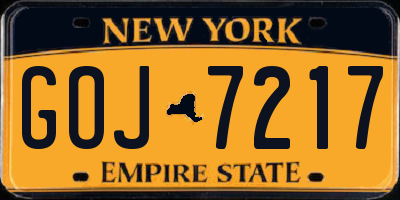 NY license plate GOJ7217