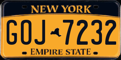 NY license plate GOJ7232