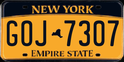NY license plate GOJ7307