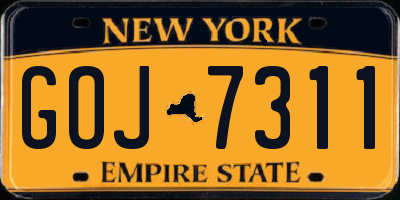 NY license plate GOJ7311