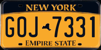 NY license plate GOJ7331