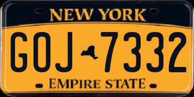 NY license plate GOJ7332