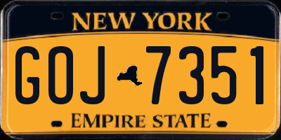 NY license plate GOJ7351