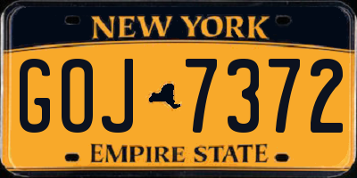 NY license plate GOJ7372