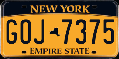 NY license plate GOJ7375