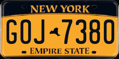 NY license plate GOJ7380