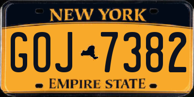 NY license plate GOJ7382