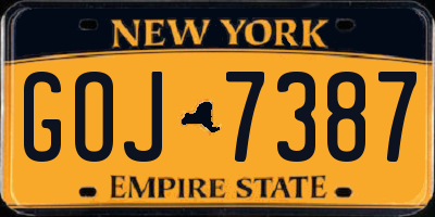 NY license plate GOJ7387