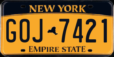 NY license plate GOJ7421