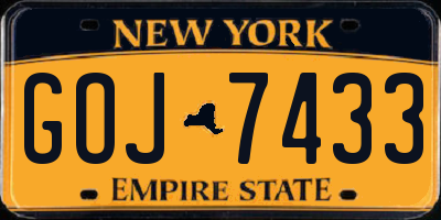 NY license plate GOJ7433
