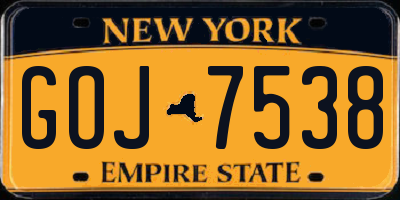 NY license plate GOJ7538