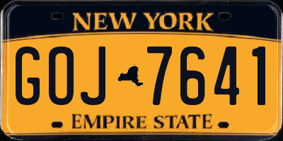 NY license plate GOJ7641