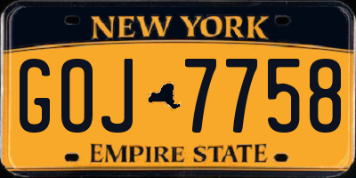 NY license plate GOJ7758