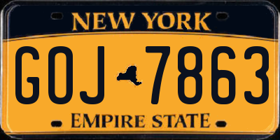 NY license plate GOJ7863