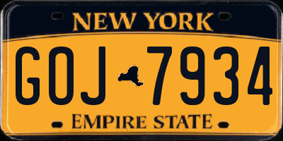 NY license plate GOJ7934