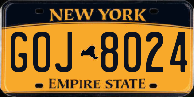 NY license plate GOJ8024