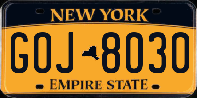 NY license plate GOJ8030