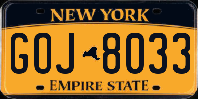 NY license plate GOJ8033