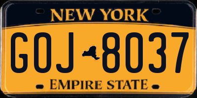 NY license plate GOJ8037