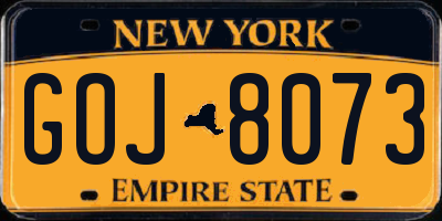 NY license plate GOJ8073