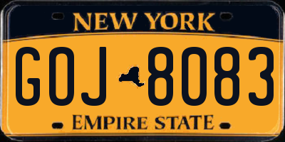 NY license plate GOJ8083
