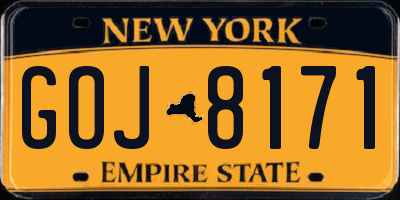 NY license plate GOJ8171