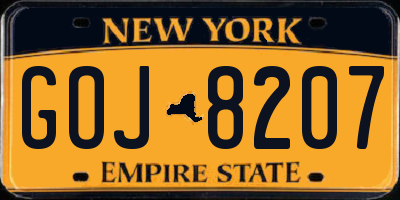 NY license plate GOJ8207