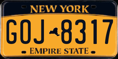 NY license plate GOJ8317