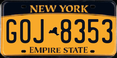 NY license plate GOJ8353