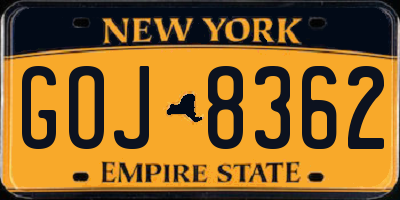 NY license plate GOJ8362