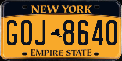 NY license plate GOJ8640
