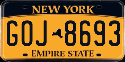 NY license plate GOJ8693