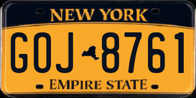 NY license plate GOJ8761
