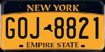 NY license plate GOJ8821